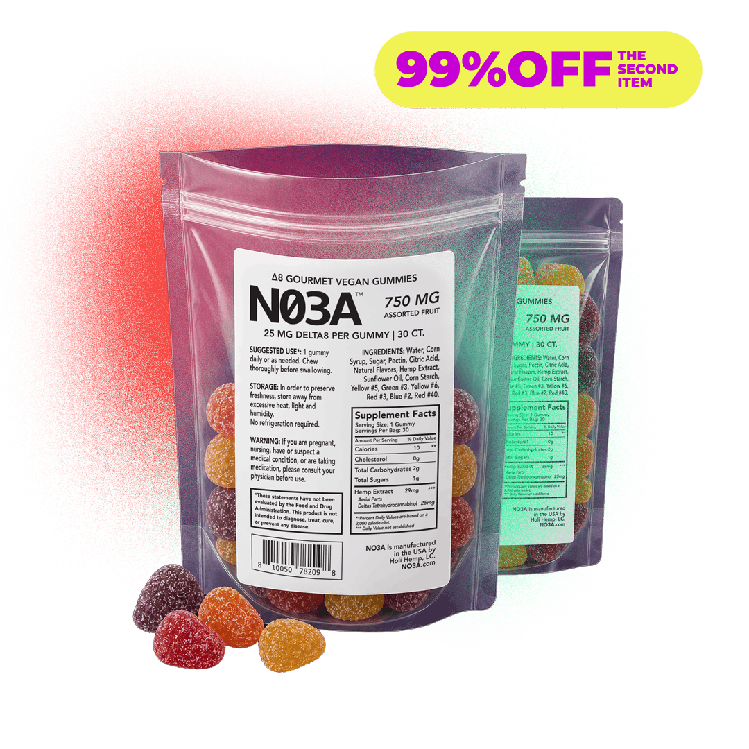 NO3A Δ8 Gourmet Vegan Gummies 25mg – Second One 99% Off