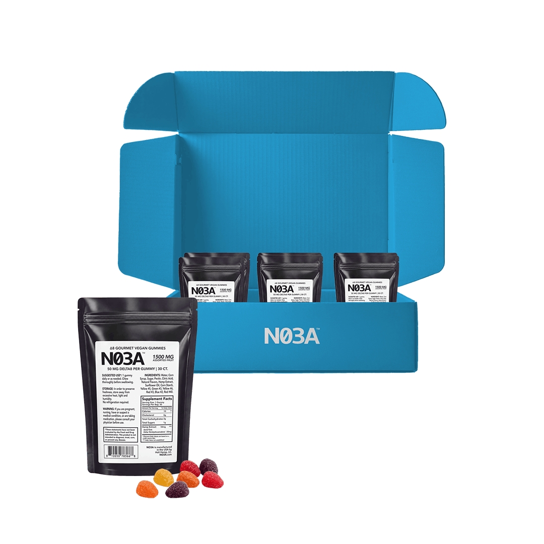 NO3A Δ8 Gourmet Vegan Gummies 50mg – 12-Pack Box