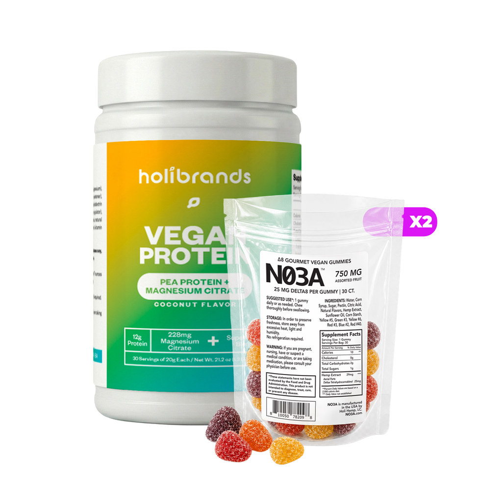 The Levity Duo: 2× Δ8 Gummies 25 mg (30 ct) + FREE Pea Protein & Magnesium Powder