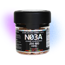 Load image into Gallery viewer, NO3A HHC Gourmet Vegan Gummies - 10ct - 25 mg/gummy - 250 mg total

