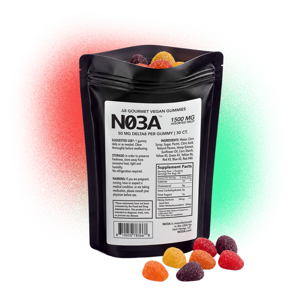 NO3A Δ8 Gourmet Vegan Gummies - 30ct - 50 mg/gummy - 1500 mg total