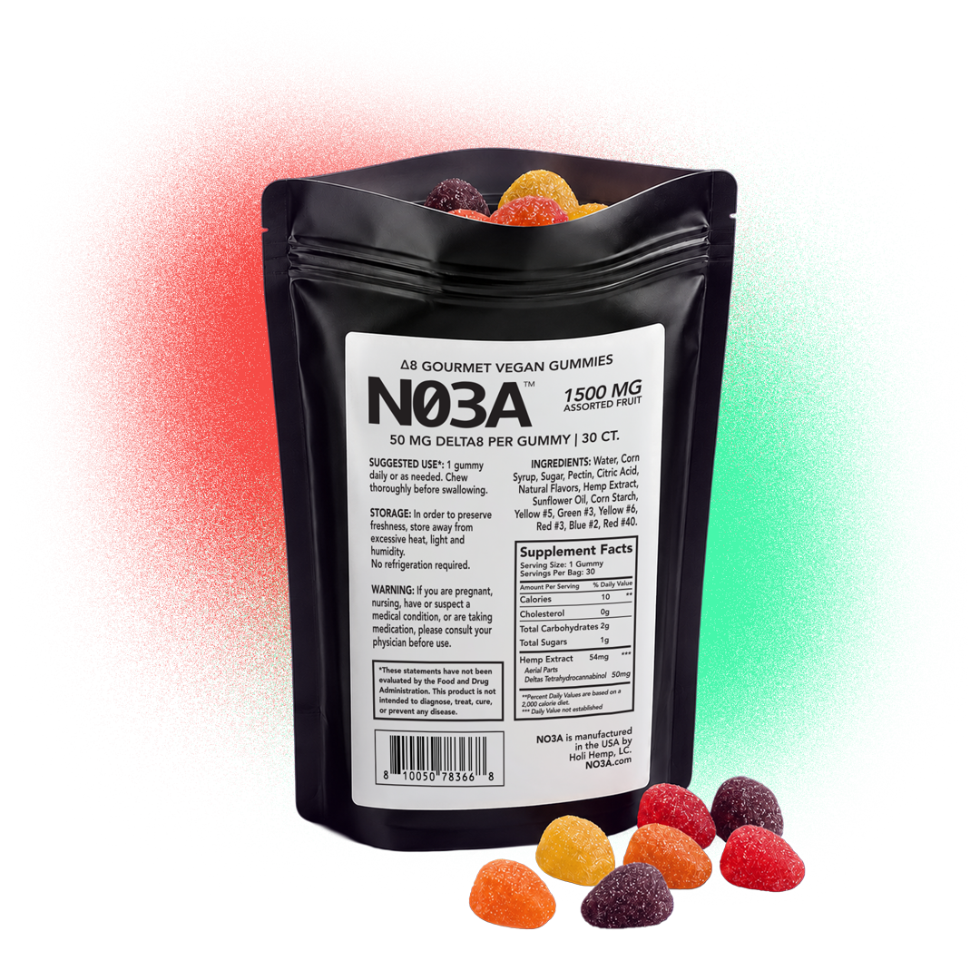 NO3A Δ8 Gourmet Vegan Gummies - 30ct - 50 mg/gummy - 1500 mg total