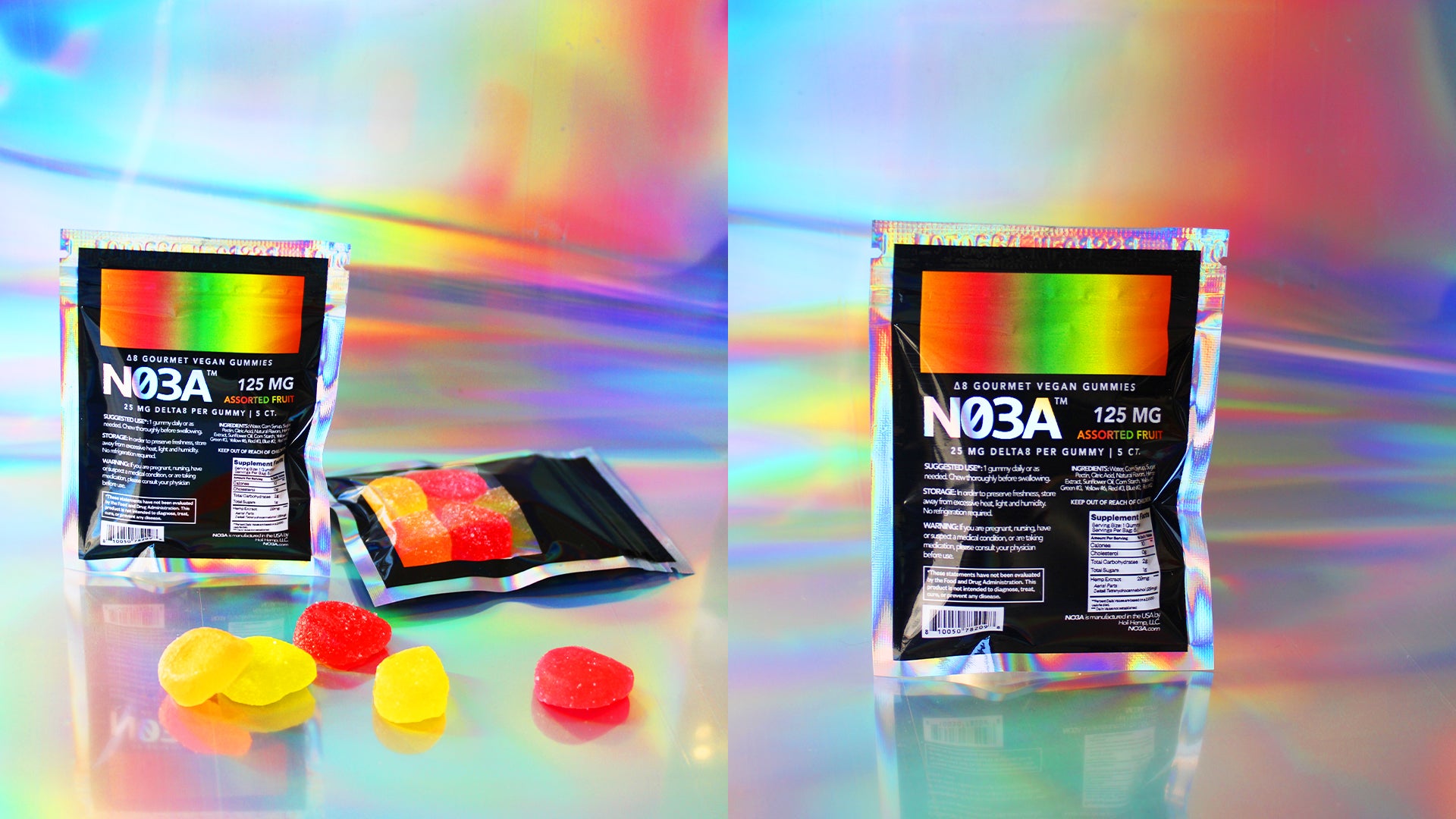 NO3A Δ8 Gourmet Vegan Gummies - 5ct - 25 mg/gummy - 125 mg total